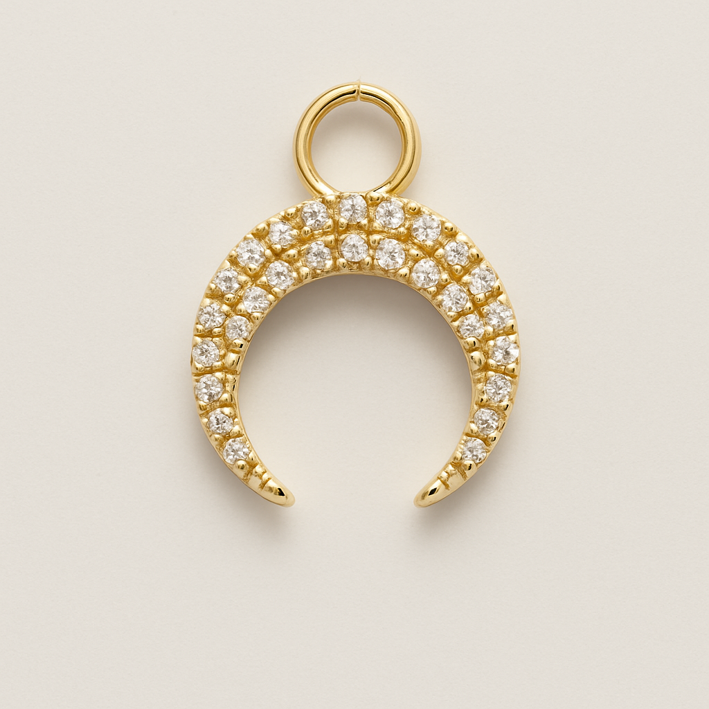 Diamond Crescent Moon Charm in 14K Gold VaskiaJewelry