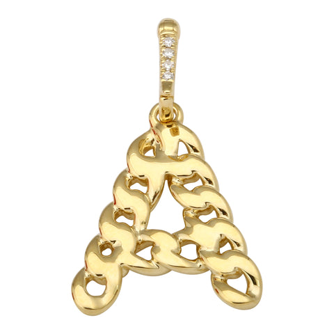 14Kt Enhancer Diamond Clasp Chain Link Initial "A" Pendant