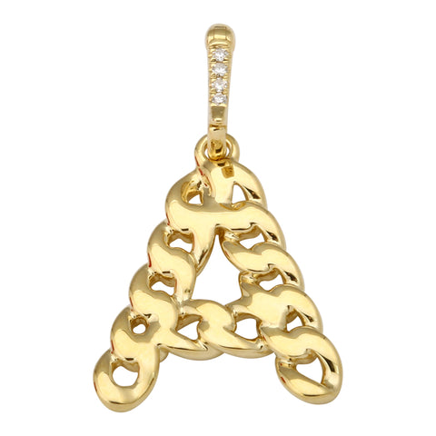 14Kt Chain Link & Diamonds Initial "A" Pendant