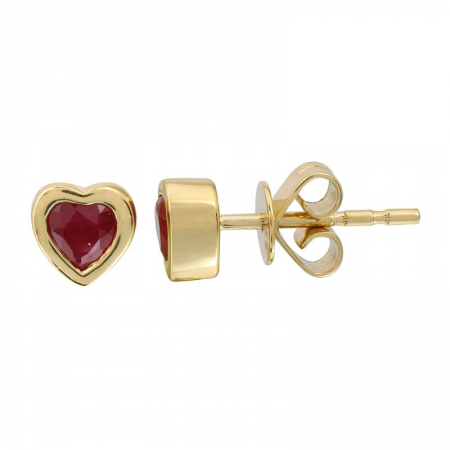14Kt Heart Shape Ruby Earring (Single)