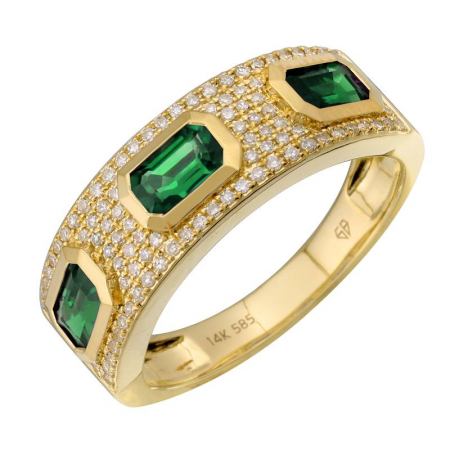 14Kt Diamonds & Emeralds Ring