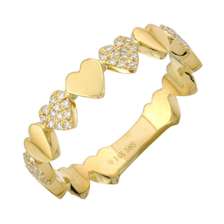 14Kt Gold & Diamond Hearts Ring