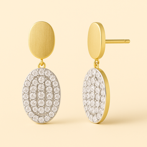 14K Dangling Diamond Oval Earrings – 0.33 Carats