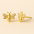14K Yellow Gold Bee Diamond Stud Earrings pavé-set with round white diamonds totaling 0.70 carats by Vaskia Jewelry.