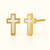 14K Yellow Gold Cross Stud Earrings with polished finish and screw-back fastening by Vaskia Jewelry