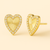 14K Yellow Gold Diamond Heart Stud Earrings with 44 round white diamonds totaling 0.10 carats by Vaskia Jewelry.