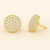 14K Yellow Gold Diamond Pavé Disc Stud Earrings featuring 122 round white diamonds set in a polished gold disc design by Vaskia Jewelry