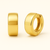 14K Yellow Gold Huggie Earrings with polished 10mm x 5mm rounded hoop design and secure closure by Vaskia Jewelry.