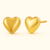 14K Yellow Gold Puffy Heart Stud Earrings with 11mm high-polish puffed design by Vaskia Jewelry.