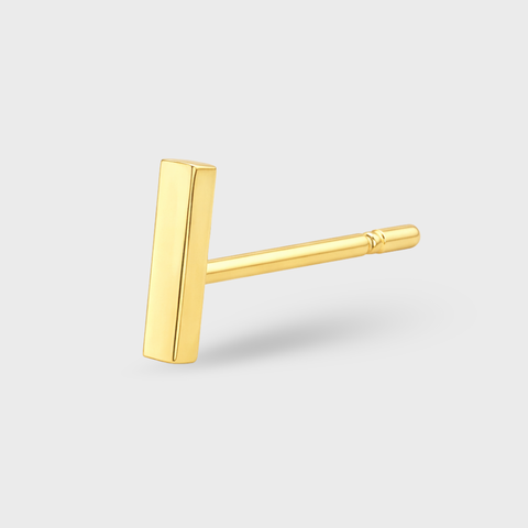 14K Yellow Gold gold bar screw back stud piercing, front view