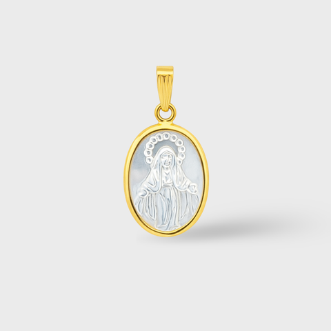 miraculous medal mother of pearl religious pendant gold catholic medal with pearl inlay