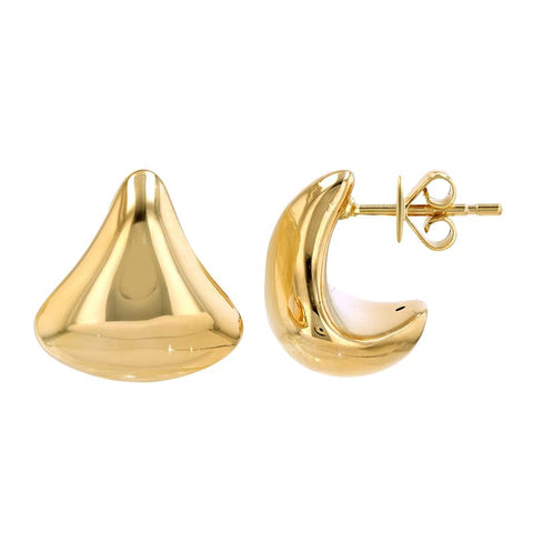 14Kt Triangular Stud Puffy Earrings