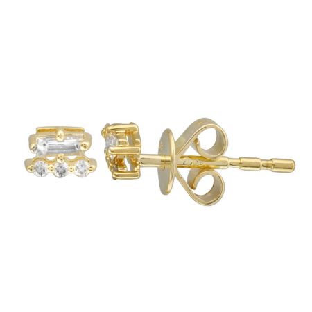 14Kt Diamond Baguette Stud Earring (Single)