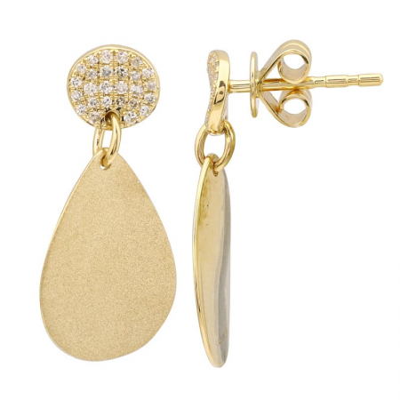 14Kt Dangling Diamond Sanded Drop Earrings