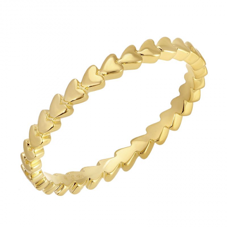 14Kt Gold Hearts Pinky Ring