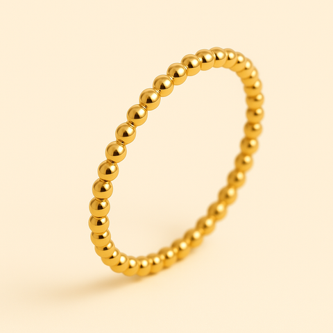 14K Gold Beaded Pinky Ring