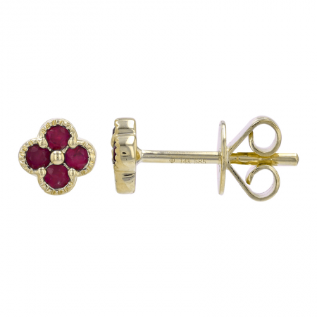 14Kt Ruby Clover Earring (Single)