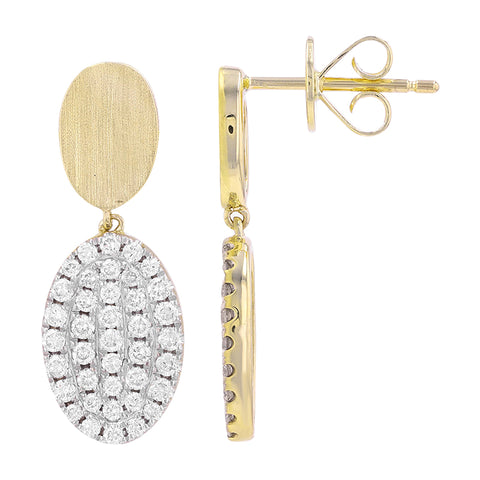 14Kt Dangling Diamond Oval Earrings