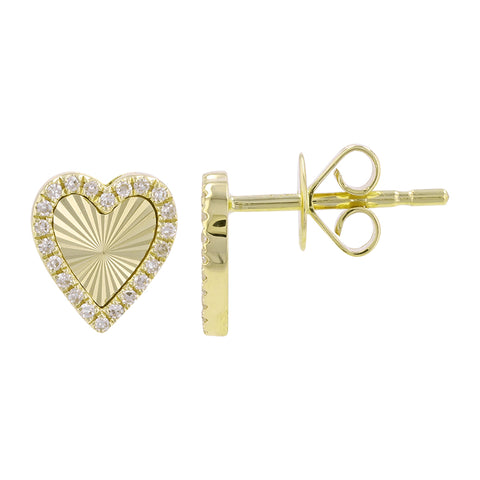 14Kt Diamond Fluted Heart Earrings