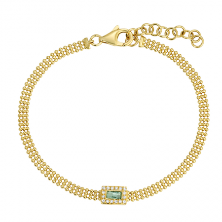 14Kt Emerald Diamond Bead Bracelet