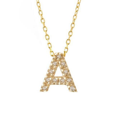 14Kt Diamond Initial "A" Necklace (Adjustable)