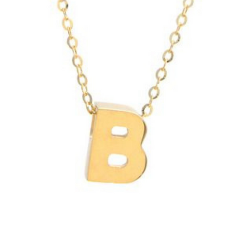 14Kt Initial "B" Necklace (Adjustable Length)