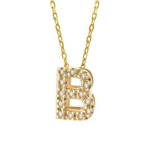 14Kt Diamond Initial "B" Necklace