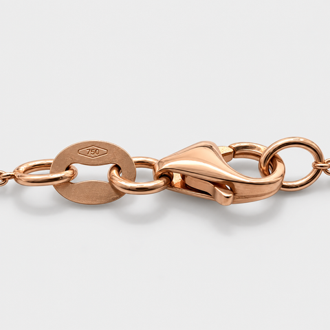 Lobster clasp and 18K hallmark on the solid Italian rose gold cable chain necklace