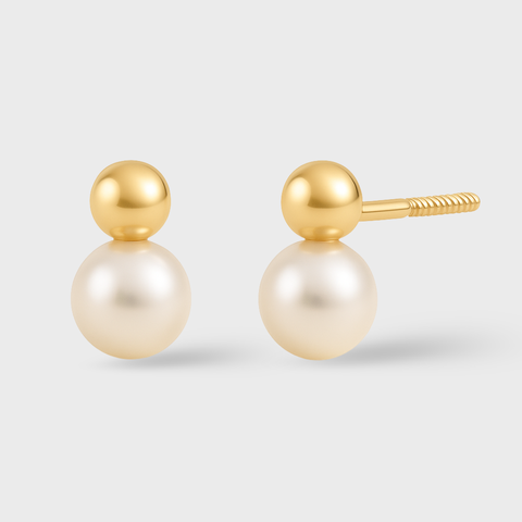 14Kt Bead & Pearl Earrings for baby 