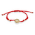 14Kt Two Tone St. Benedict on Red Silk String Bracelet (Adjustable Length)