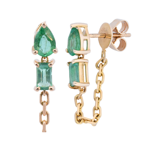 14Kt Emerald & Chain Stud Piercing