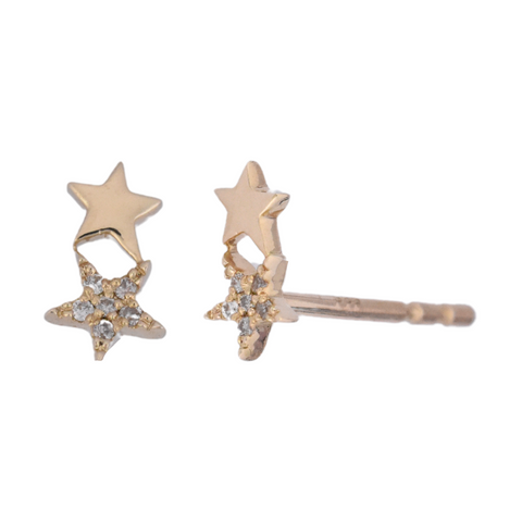 14Kt Double Diamond Stars Piercing