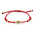 14Kt Mini Medal Miraculous Medal on Red Silk String Bracelet (Adjustable Length)