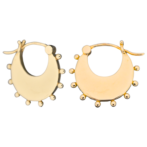 14Kt Dotted Crescent Earrings