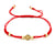 14Kt Small Cherubim Medal on Red Silk String Bracelet (Adjustable Length)
