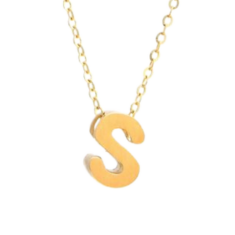 14Kt Initial "S" Necklace (Adjustable Length)