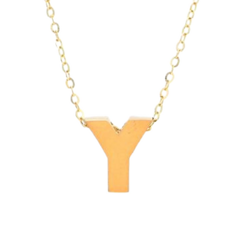 14Kt Initial "Y" Necklace (Adjustable Length)