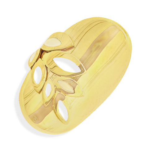 18Kt White Enamel Leaf Ring