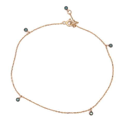 18Kt Dancing Blue Diamond Anklet (Adjustable)