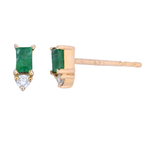 14Kt Emerald & Diamond Stud Piercing