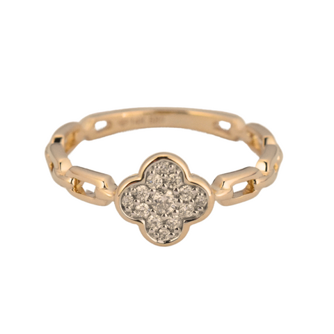 14Kt Diamond Clover Ring – 0.16 Ctw