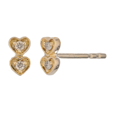14Kt Double Diamond Hearts Piercing
