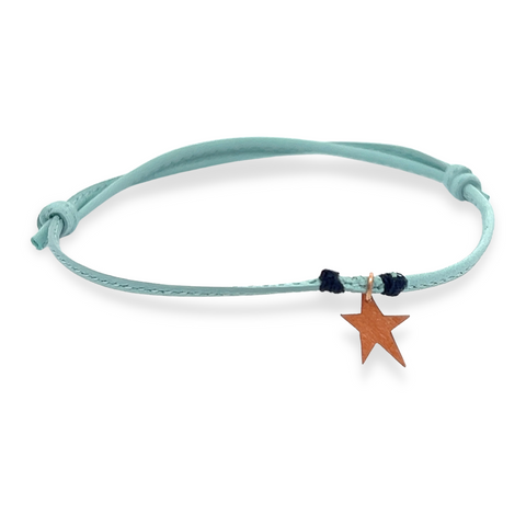 9Kt Dangling Star Blue Leather Bracelet