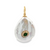 14Kt Diamond Bezeled Emerald Incrusted Flat Pearl Pendant