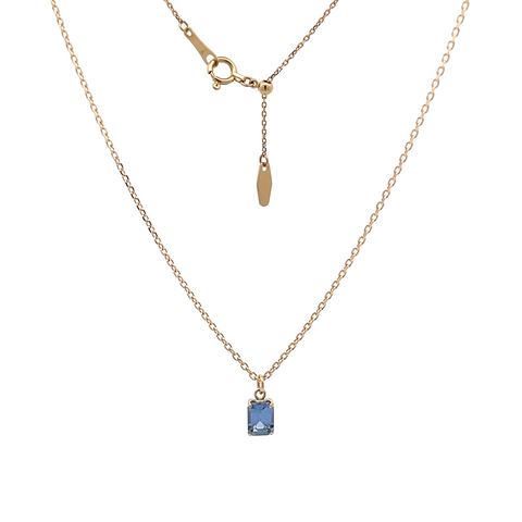 18Kt Dangling Baguette Sapphire Necklace (Adjustable)