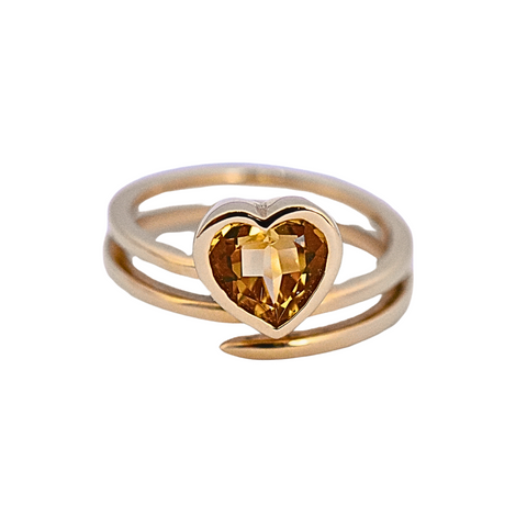 14Kt Heart Citrine Ring