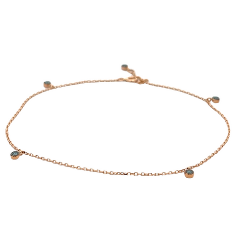 18Kt Dancing Blue Diamond Anklet (Adjustable)