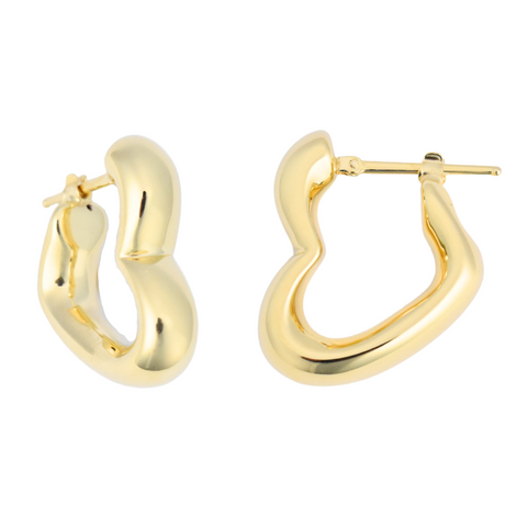 18Kt Heart Hoop Earrings
