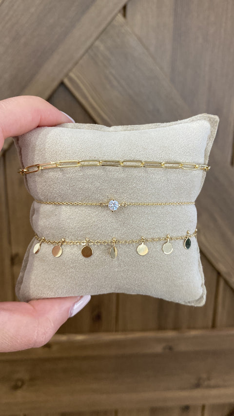 14Kt Cubic Zirconia Solitaire Bracelet