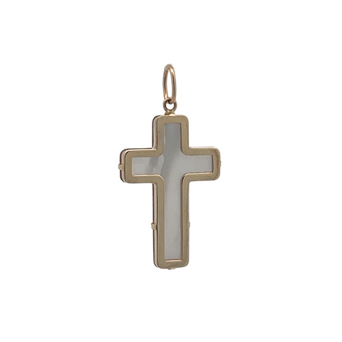 14Kt Large Bezeled Mother of Pearl Cross